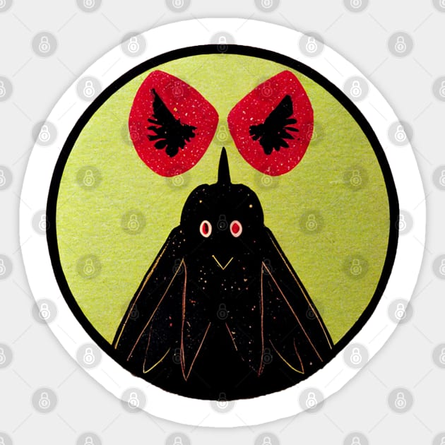 The cutest mothman vintage art out there Sticker by nonbeenarydesigns